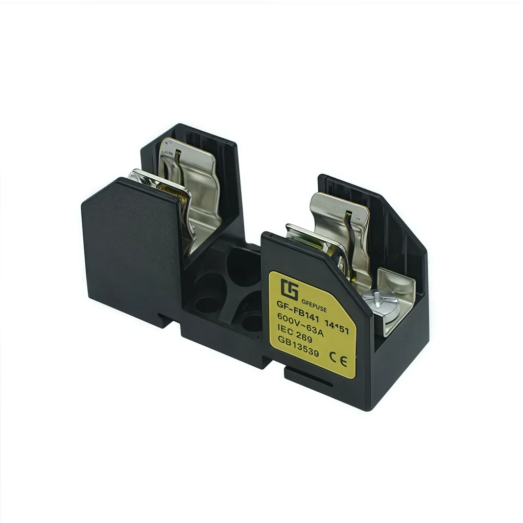 Photovoltaic Fuse Holder - GF‑FB141 14×51 Fuse Base,63A 690VAC 50A 1500VDC,DIN‑Rail Bolt Terminal RoHS REACH