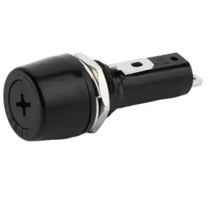 Panel mount fuse holder for 6x30mm glass ceramic fuse front view